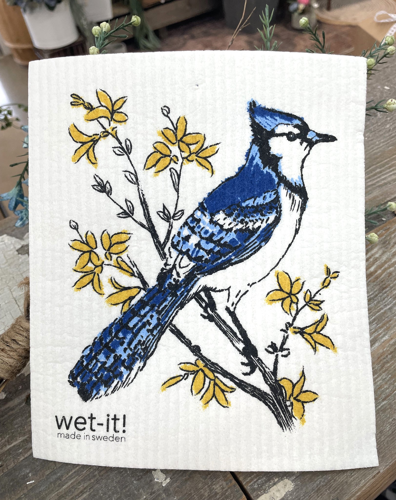 blue jay Swedish Dishcloth