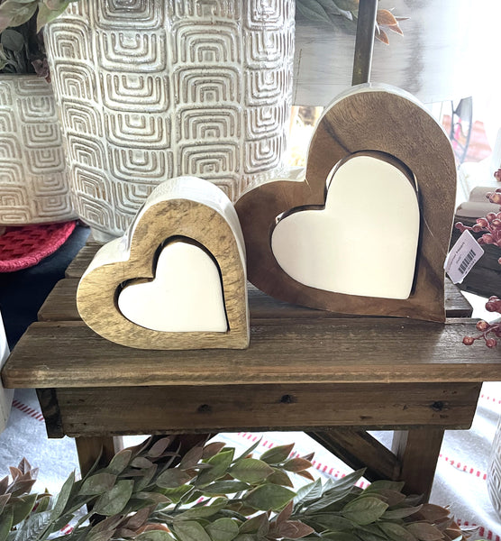 Natural and White Enamel Heart