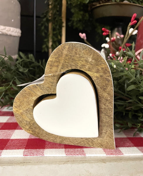 Natural and White Enamel Heart