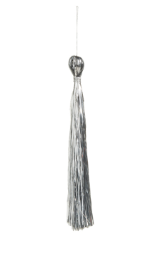 Silver Tinsel Tassel Ornament