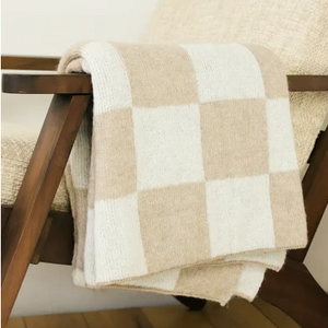 Tan Plaid Throw