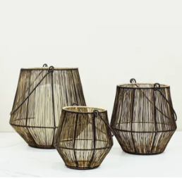 Wire Lantern w/Gold (3 sizes)