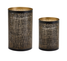 Blk/Gold Metal Candle  Holder