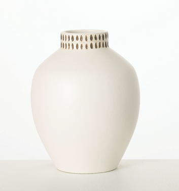 Etched Ivory Ceramic Vase