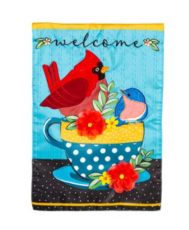 Songbirds Welcome Applique Flag