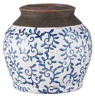 Blue Transferware Vase-Rd