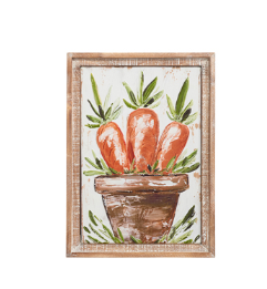 Potted Carrots Embossed Metal Framed Art