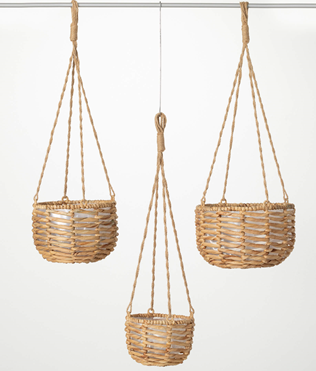 NATURAL WEAVE HANGING BASKETS