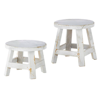 Distressed White Stool Risers