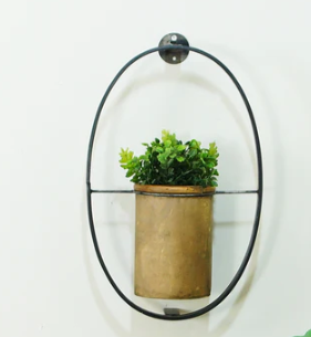 Metal/Wood Wall Pot