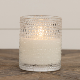 DOTTED GLASS 3D FLAME CANDLE 5" - Ivory