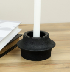 Black Wood Candle Holder