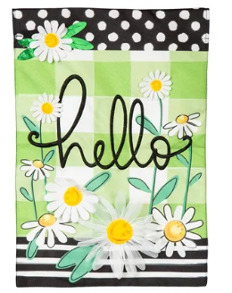 Hello Daisy Linen Flag