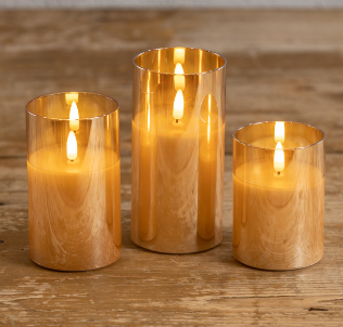 Glass Smooth Flameless Candle (Amber/Charcoal/Sienna)