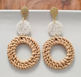 Lana Earrings - Dark Rattan