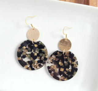 Zoey Earrings - Black & Bronze