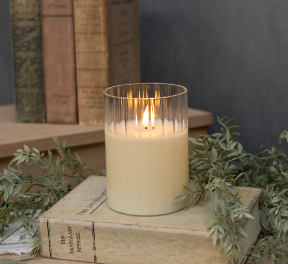 CREAM FLUTED GLASS 3D CANDLE (available in 2 sizes)