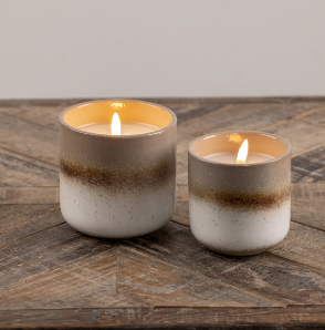 Grey/Tan/White Ceramic Candle