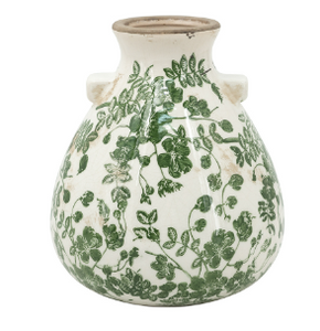 Green Floral Pattern Vase