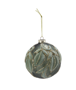 Flocked Glass Xmas Ball Ornament