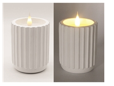 Ribbed Pottery LED Candle (Black or White)