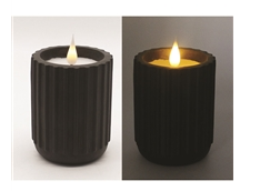 Ribbed Pottery LED Candle (Black or White)