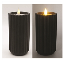 Ribbed Pottery LED Candle (Black or White)