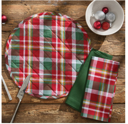 SLEIGH BELL PLAID TABLE RUNNER