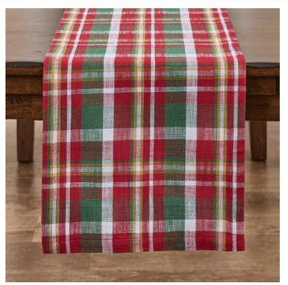 SLEIGH BELL PLAID TABLE RUNNER