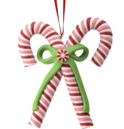 CLAYDOUGH DBL CANDYCANE W/BOW ORN