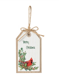 Merry Christmas Cardinal Tag MDF