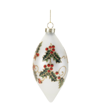 Holly White Ornament