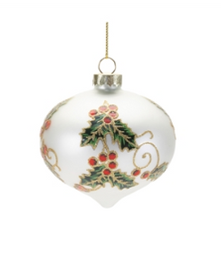 Holly White Ornament