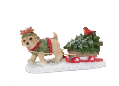 Dog w/Sleigh  Resin