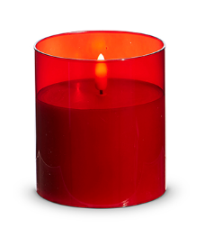 Red Glass Ivory Pillar Candle (multiple sizes)