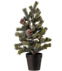 POTTED SNOWY RIDGE SRUCE TREE W/CONE