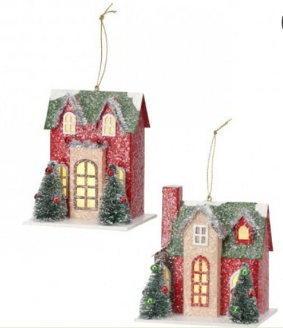 LED/BTY/TMR VILLAGE HOUSE ORNAMENT