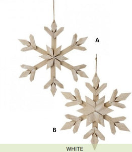 WOOD SNOWFLAKE ORNAMENT-white 9"