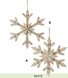 WOOD SNOWFLAKE ORNAMENT-white 14"