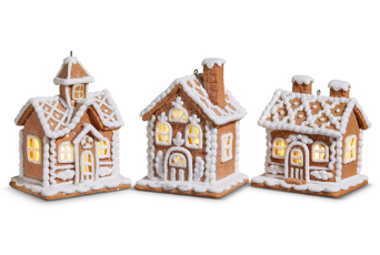 Lighted Gingerbread House Ornament 4.25"