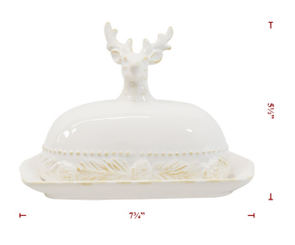 Christmas Deer Butter Dish