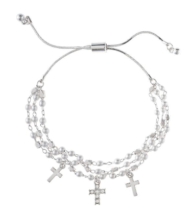 Faux Pearl Bead Cross Charm