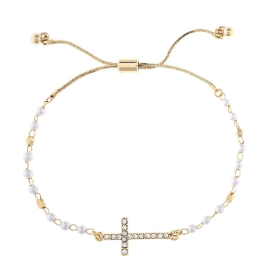 Faux Pearl Crystal Cross