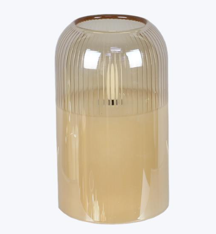 Glass Amber LED Candle w/Timer