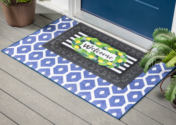 Washable Layering Mat - Blue & White