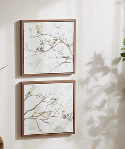 Framed Bird on Branch Canvas