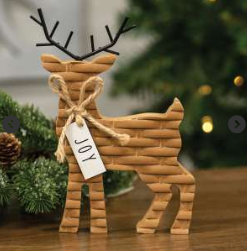 Woodland White Basketweave Deer Wood Sitter