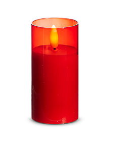 Red Glass Ivory Pillar Candle (multiple sizes)