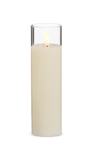 Clear Glass Ivory Pillar Candle (multiple sizes)