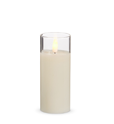 Clear Glass Ivory Pillar Candle (multiple sizes)